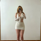 Unique White Sheath V Neck Pearl Tulle Short Prom Dress Homecoming Dress Outfits SH6848