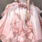 Cute Pink Ball Gown Off the Shoulder Beaded Chiffon Prom Dress 16th Birthday Dress SH5029