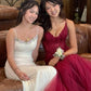 Modest Mermaid Spaghetti Straps Burgundy Lace Tulle Prom Dresses Inspiration Prom Dress Princess Graduation Dress SH6413