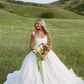 Classy Ball Gown Spaghetti Strap White Tulle Long Train Wedding Dress SH6989