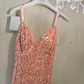 Shiny Orange Mermaid Spaghetti Strap Sequin Open Back Evening Dress Prom Dress SH3845