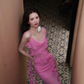 Sweety Pink Mermaid Spaghetti Straps Ruffle Chiffon Prom Dress Evening Dress Date Dress SH5644