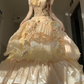 Cute Yellow Rose Ball Gown Off the Shoulder Beaded Satin Prom Dress 16th Birthday Dress SH5030