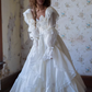 Princess A Line Long Sleeve White Satin Lace Birthday Dress Evening Dress SH2797