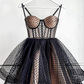 Black Dots Tulle Straps Homecoming Dress SH575