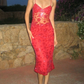 Sexy Sheath Spaghetti Strap Sequin Red Tulle Homecoming Dress Birthday Dress SH2197