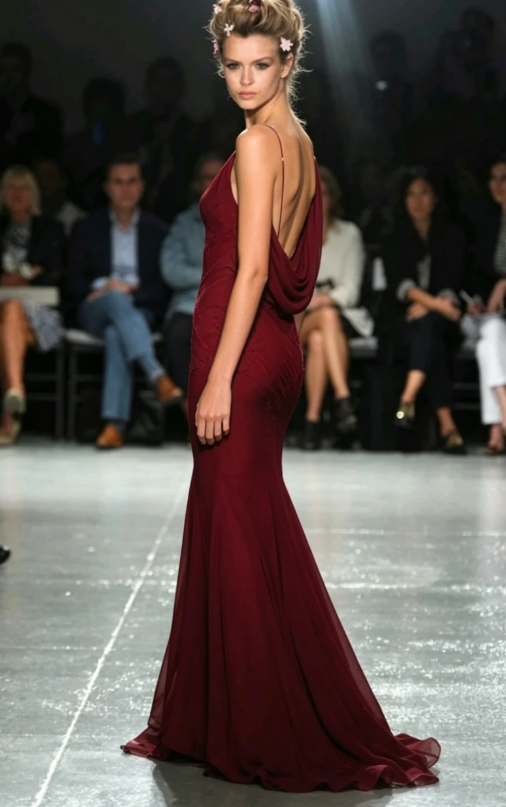 Burgundy Mermaid Evening Dress Long Prom Dress  SH1186