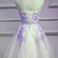 A-line Blue Sweetheart Strapless Appliques Homecoming Dresses  SH790
