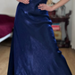 Dazzling Navy Blue A Line Straps Floral Satin Prom Dress Evening Dress Date Dress SH5638