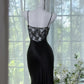 Sexy Black Mermaid Spaghetti Strap Beaded Lace Chiffon Evening Dress Party Dress SH3727