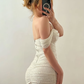 Beautiful Sheath Off the Shoulder White Sequin Short Prom Dress Homecoming Dress Outfits SH6855