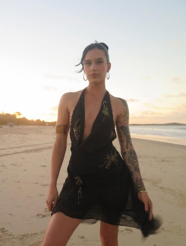 Sexy Black Sheath Halter Pleated Beaded Chiffon Vacation Dress Outfits SH3894