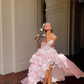 Princess A Line Sweetheart Neck Corset Appliques Pink Tulle Prom Dress Evening Dress SH2177