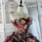 Vintage Black-Red Ball Gown Strapless 3D Floral Layered Organza Prom Dress Sweet 16 Dress SH5784