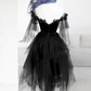Unique Black Off The Shoulder Layered Tulle Homecoming Dress,Beautiful Prom Dress  SH648