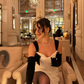 Sexy Black Bow Sheath Straps Corset White Satin Prom Dress Evening Dress with Slit SH5525