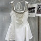 Cute A Line Strap Rhinestone White Satin Short Homecoming Dress Cocktail Dress SH3118