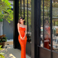Orange Sheath Sweetheart Neck Sexy Lace Long Prom Dress Vacation Dress SH4313