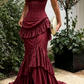 Vintage Green Mermaid Spaghetti Strap Exquisite Lace Satin Long Prom Dress Evening Dress SH6716