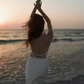 Elegant Mermaid Halter Pearl Ivory Satin Long Evening Dress Party Dress SH3029