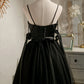 Sexy Spaghetti Straps Beading Satin Bow Short Homecoming Dresses SH1624