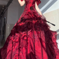 Burgundy Blue Ball Gown Off the Shoulder Beaded Rose Organza Satin Graduation Ball Gown 18th Birthday Dress SH4987