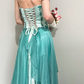 Blue Ombre Vintage A Line Sweetheart Neck Appliques Satin Chiffon Prom Dress Evening Dress SH2540