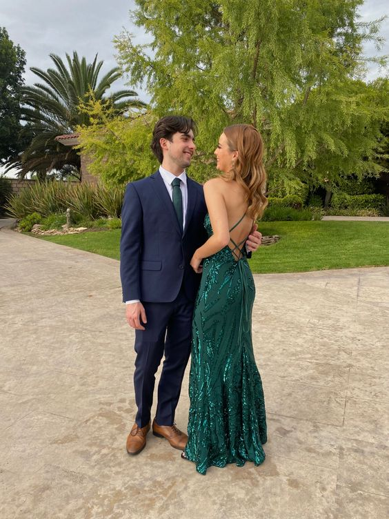Green Slit Prom Dresses Long Evening Dresses SH762