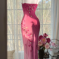 Dreamy Pink Ombre Sheath Floral Beaded Chiffon Long Prom Dress Graduation Prom Dress SH5348