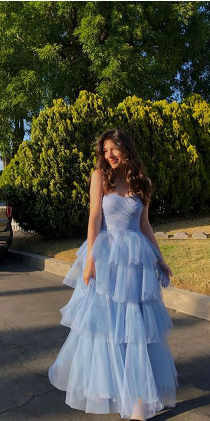 Popular Blue A-line Sweetheart Long Party Prom Dress Evening Dress SH1233