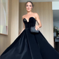 Classic A Line Sweetheart Neck Black Velvet Prom Dress Party Dress SH4838