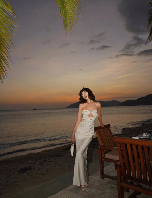 Sexy White Sheath Sweetheart Neck Satin Long Prom Dress Date Dress SH4898