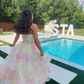Unique A Line Strapless Tiered Chiffon Long Prom Dress Evening Dress SH2305