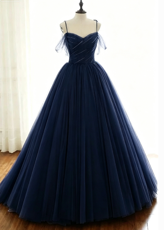 sage green tulle long ball gown with spaghetti straps, sage green sweet 16 dress prom gown P6154