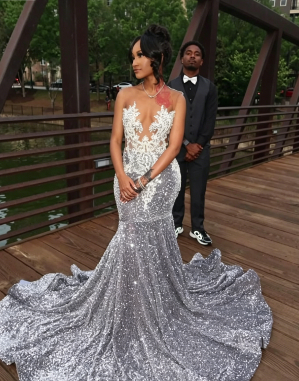 Charming Sequins Mermaid Evening Dress Long Prom Dress SH976