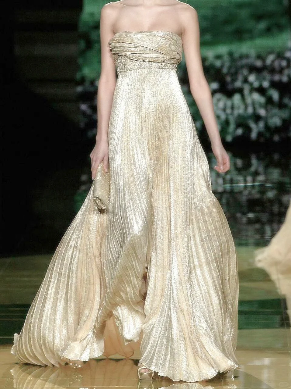 Vinatge Shiny Golden A Line Strapless Sequin Long Prom Dress SH4971