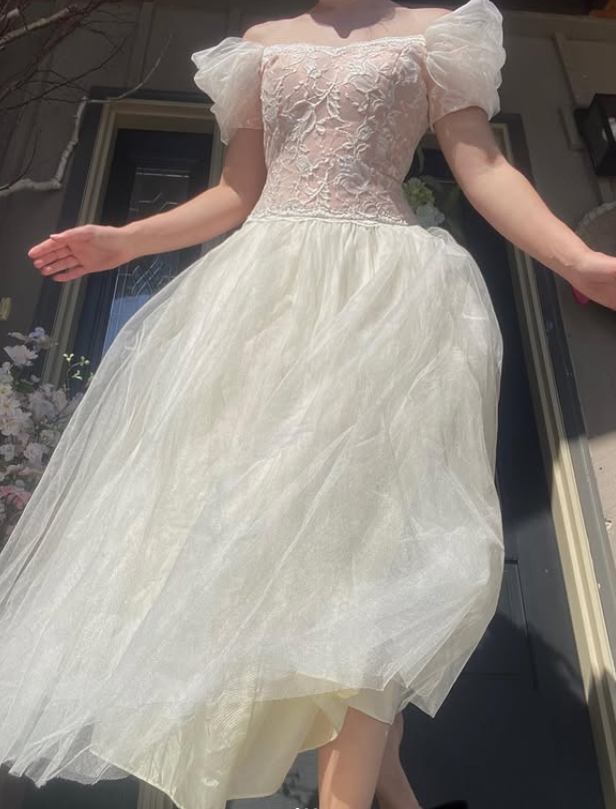 Vintage Princess Ball Gown Off the Shoulder Lace Tulle Prom Dress Evening Dress SH5905