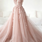 Classic Black Lace Tulle Long Prom Dress Black Evening Dress  SH567