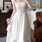 Gentle White A Line Straps Lace Chiffon Prom Dress Evening Dress SH6767