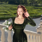 Vintage A Line Long Sleeve Green Velvet Short Prom Dress Homecoming Dress SH4227