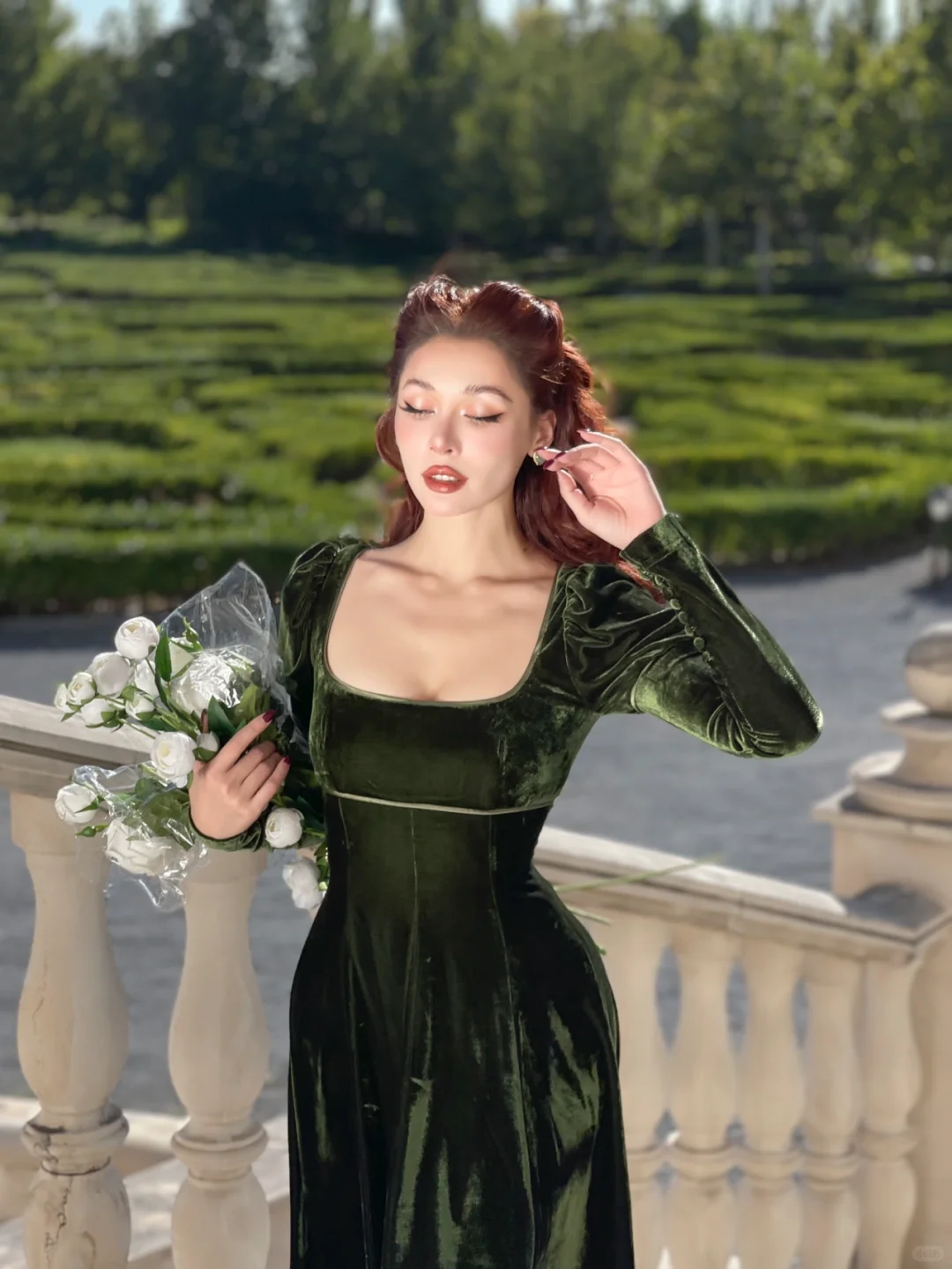 Vintage A Line Long Sleeve Green Velvet Short Prom Dress Homecoming Dress SH4227