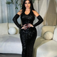 Black Mermaid Sequin Formal Evening Dress Black Girl Prom Dress SH1010
