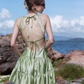 Green A Line V Neck Satin Open Back Short Homecoming Dress Vacation Dress Outfits SH3994