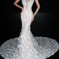 Glamorous Mermaid V Neck Floral Lace Tulle Long Wedding Dress SH5960