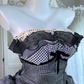 Vintage Black-white Lattice Ball Gown Strapless Satin Prom Dress Sweet 16 Dress SH5990