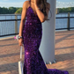 Purple Sequin Mermaid Prom Dress Long Party Dress SH1018