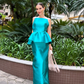 Elegant Sheath Spaghetti Strap Blue Satin Open Back Prom Dress Evening Dress SH2061