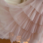 Elegant A Line Spaghetti Strap Layered Light Pink Tulle Short Homecoming Dress Cocktail Dress SH3007
