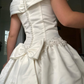 Beautiful A Line Off the Shoulder Ivory Beaded Satin Wedding Dress Prom Dress SH5932