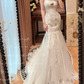Vintage Mermaid Round Neck White Lace Prom Dresses 18th Birthday Dresses SH4643